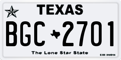 TX license plate BGC2701