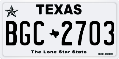 TX license plate BGC2703