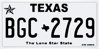 TX license plate BGC2729