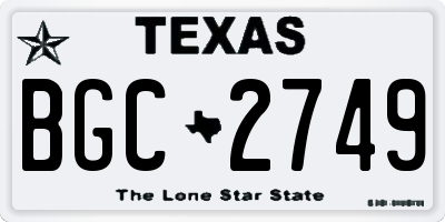 TX license plate BGC2749
