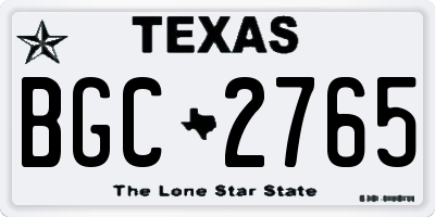 TX license plate BGC2765