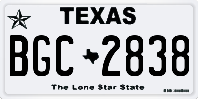 TX license plate BGC2838