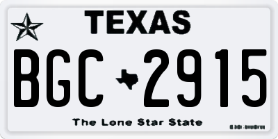 TX license plate BGC2915
