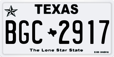 TX license plate BGC2917