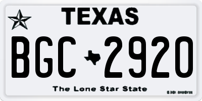 TX license plate BGC2920