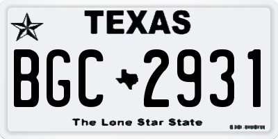 TX license plate BGC2931