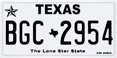 TX license plate BGC2954