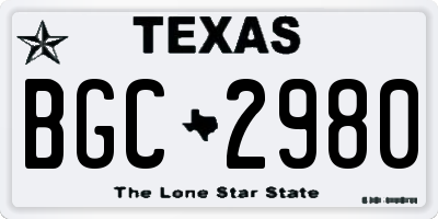 TX license plate BGC2980