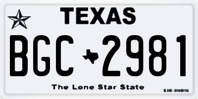 TX license plate BGC2981