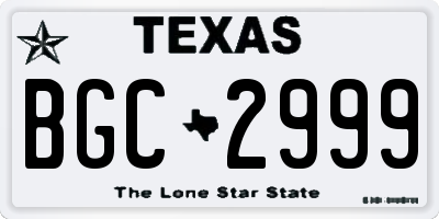 TX license plate BGC2999