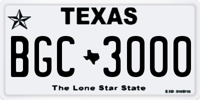 TX license plate BGC3000