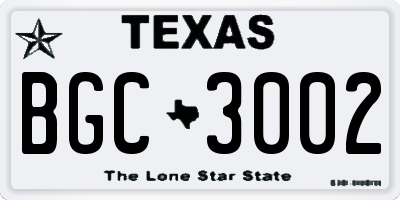TX license plate BGC3002