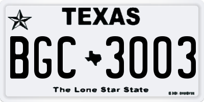 TX license plate BGC3003
