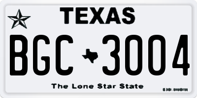 TX license plate BGC3004