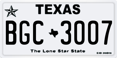TX license plate BGC3007