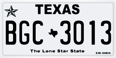 TX license plate BGC3013