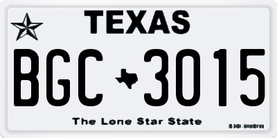 TX license plate BGC3015
