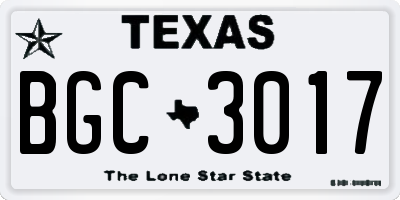TX license plate BGC3017