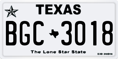 TX license plate BGC3018