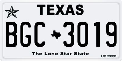 TX license plate BGC3019