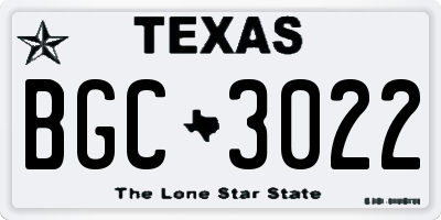 TX license plate BGC3022
