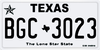 TX license plate BGC3023