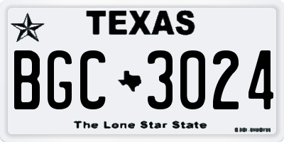 TX license plate BGC3024