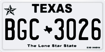 TX license plate BGC3026