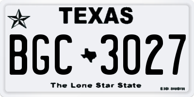 TX license plate BGC3027