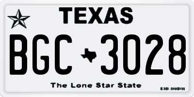 TX license plate BGC3028