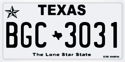 TX license plate BGC3031