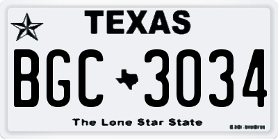 TX license plate BGC3034