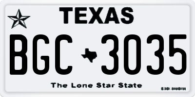 TX license plate BGC3035