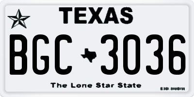 TX license plate BGC3036