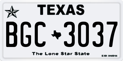 TX license plate BGC3037