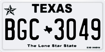 TX license plate BGC3049