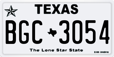 TX license plate BGC3054