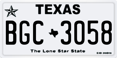 TX license plate BGC3058