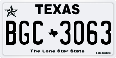 TX license plate BGC3063