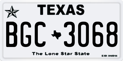 TX license plate BGC3068