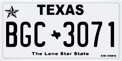 TX license plate BGC3071