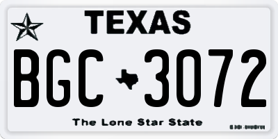 TX license plate BGC3072