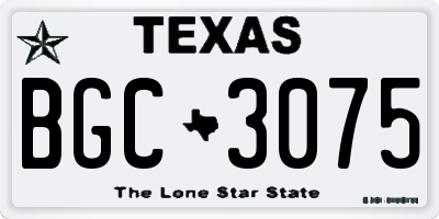 TX license plate BGC3075