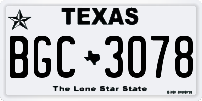 TX license plate BGC3078