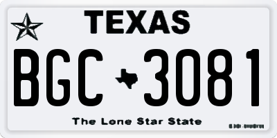 TX license plate BGC3081