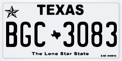 TX license plate BGC3083