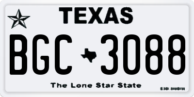 TX license plate BGC3088
