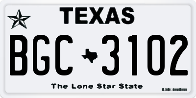 TX license plate BGC3102
