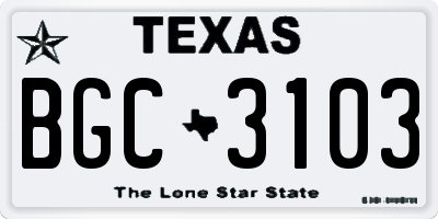 TX license plate BGC3103