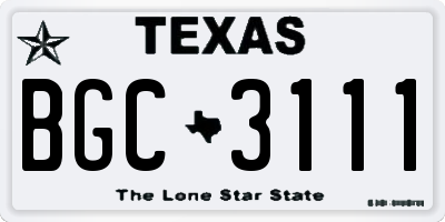 TX license plate BGC3111